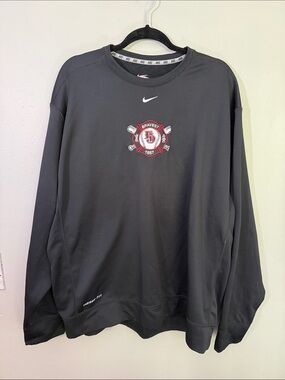 Nike Black Crewneck Sweatshirt with Baseball Fire Department Embroidered Crest